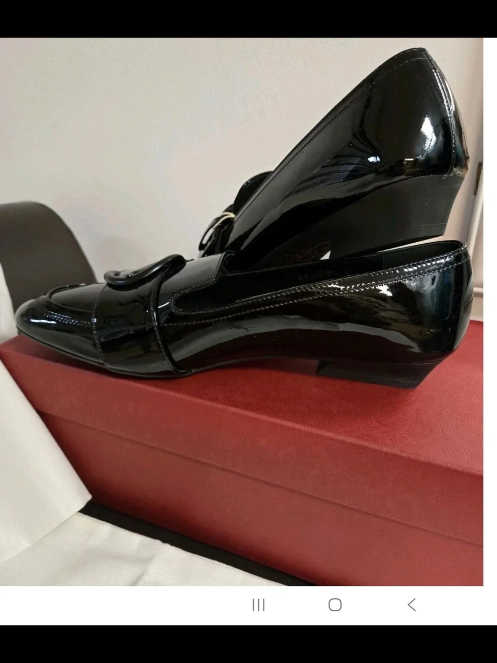 Salvatore Ferragamo Women's Black BONNIE LOAFERS Patent Shiny LEATHER SIZE 8.5 C